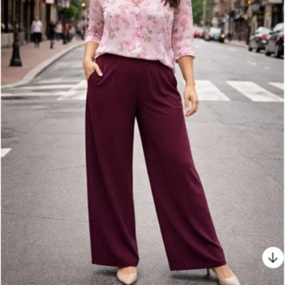LOFT Pull-on Pants Wine L - Picture 1 of 5